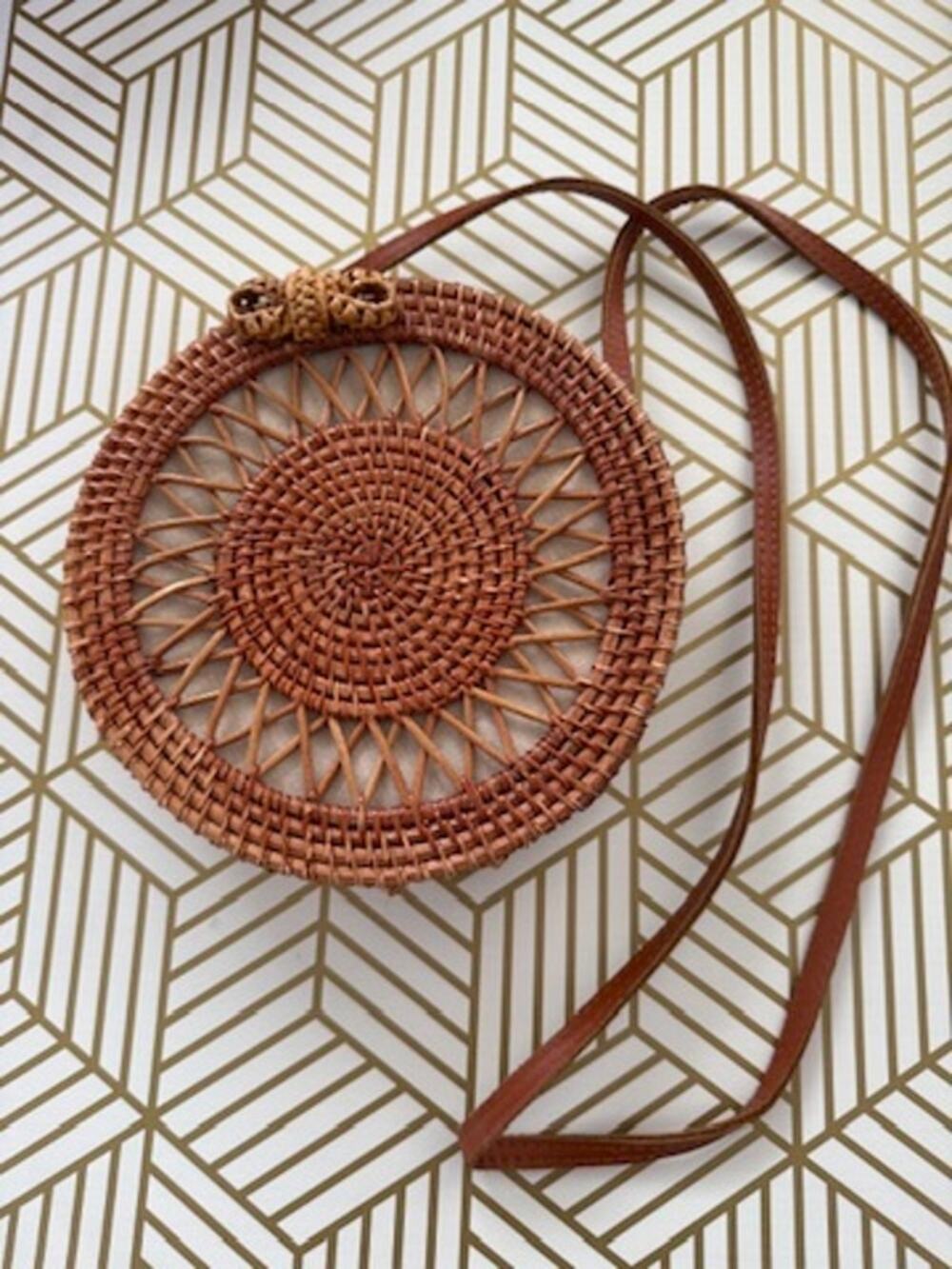Women's Rattan Round Crossbody Bag